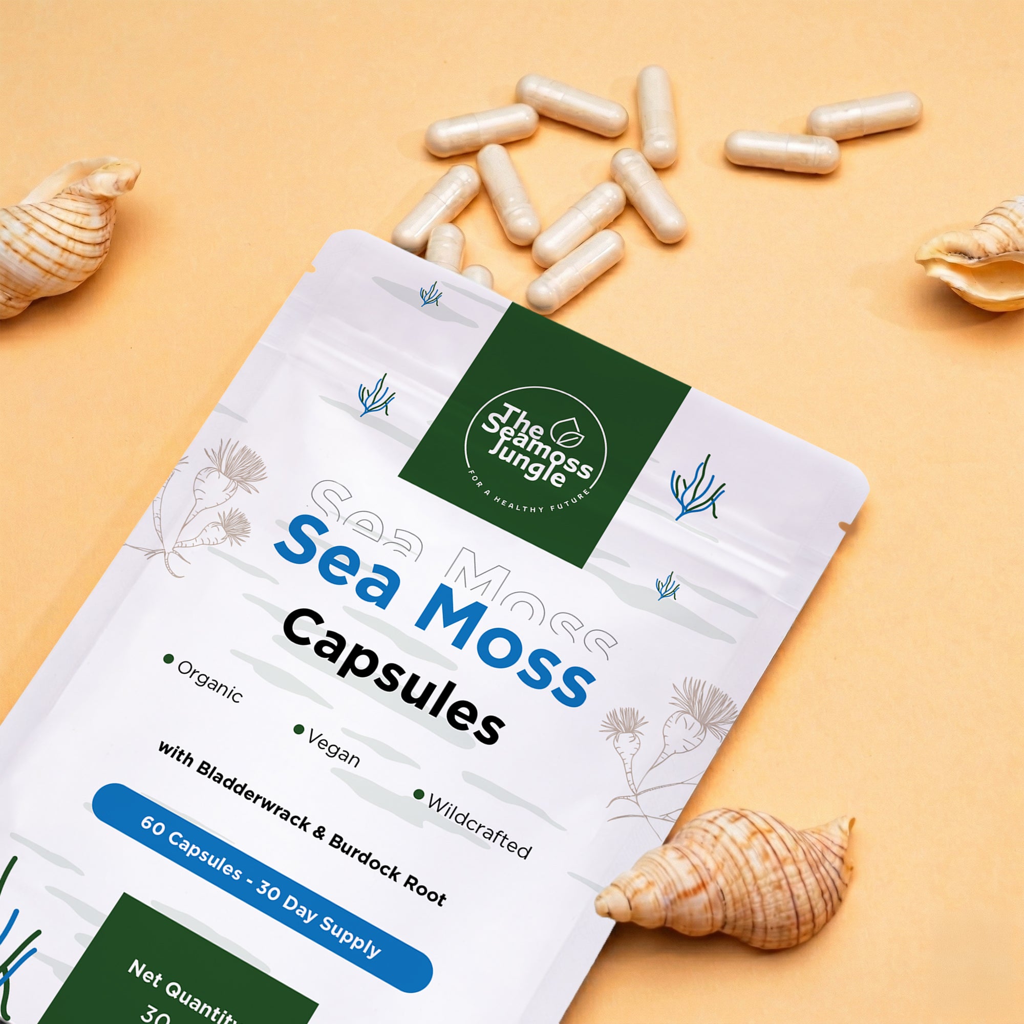 Sea Moss Capsules met Bladderwrack & Burdock Root